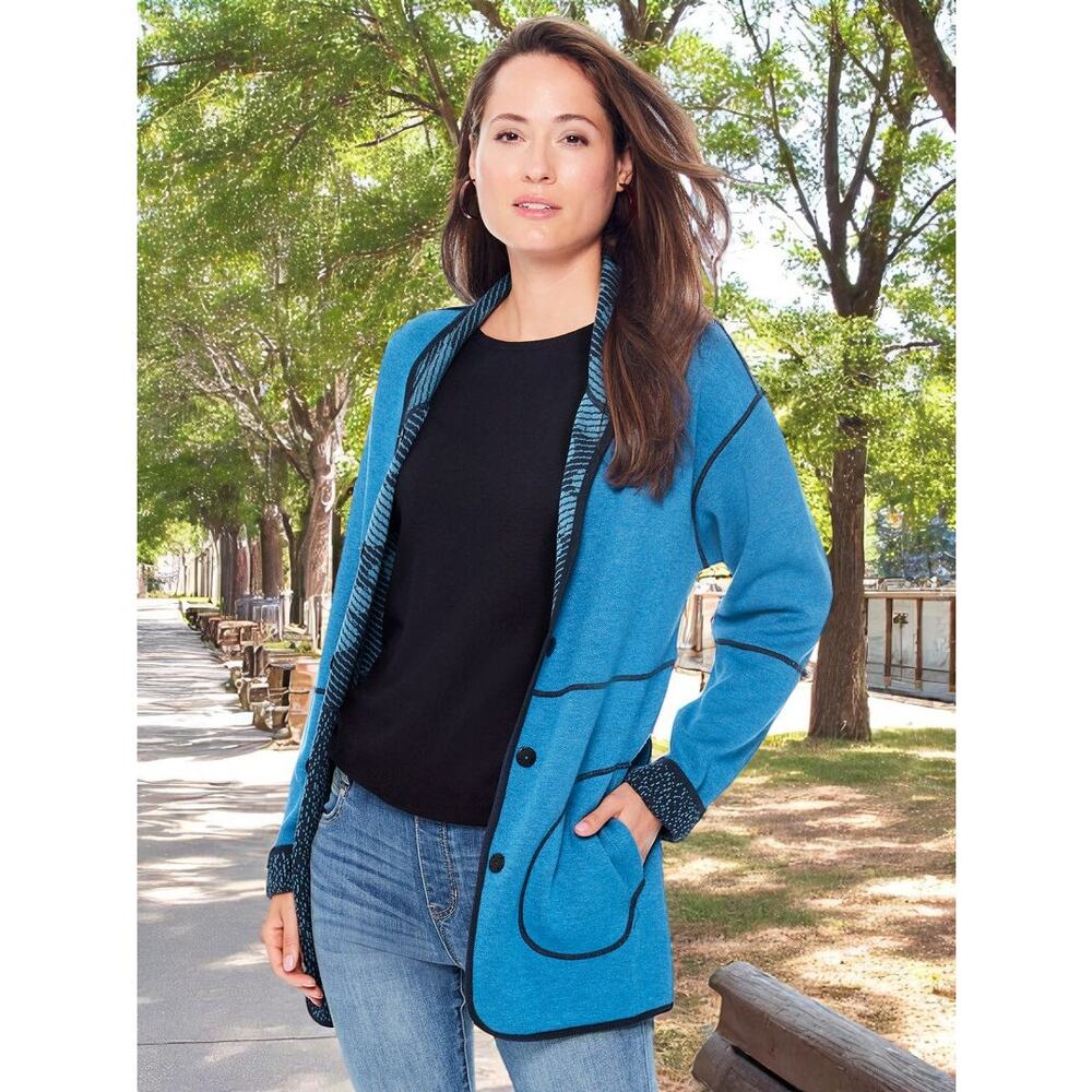 70% OFF NWT Nic+Zoe Reversible Now and Later Blue and Black Jacket 1X $225